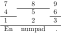 En numpad-liknande layout skapad med miljön tabular.