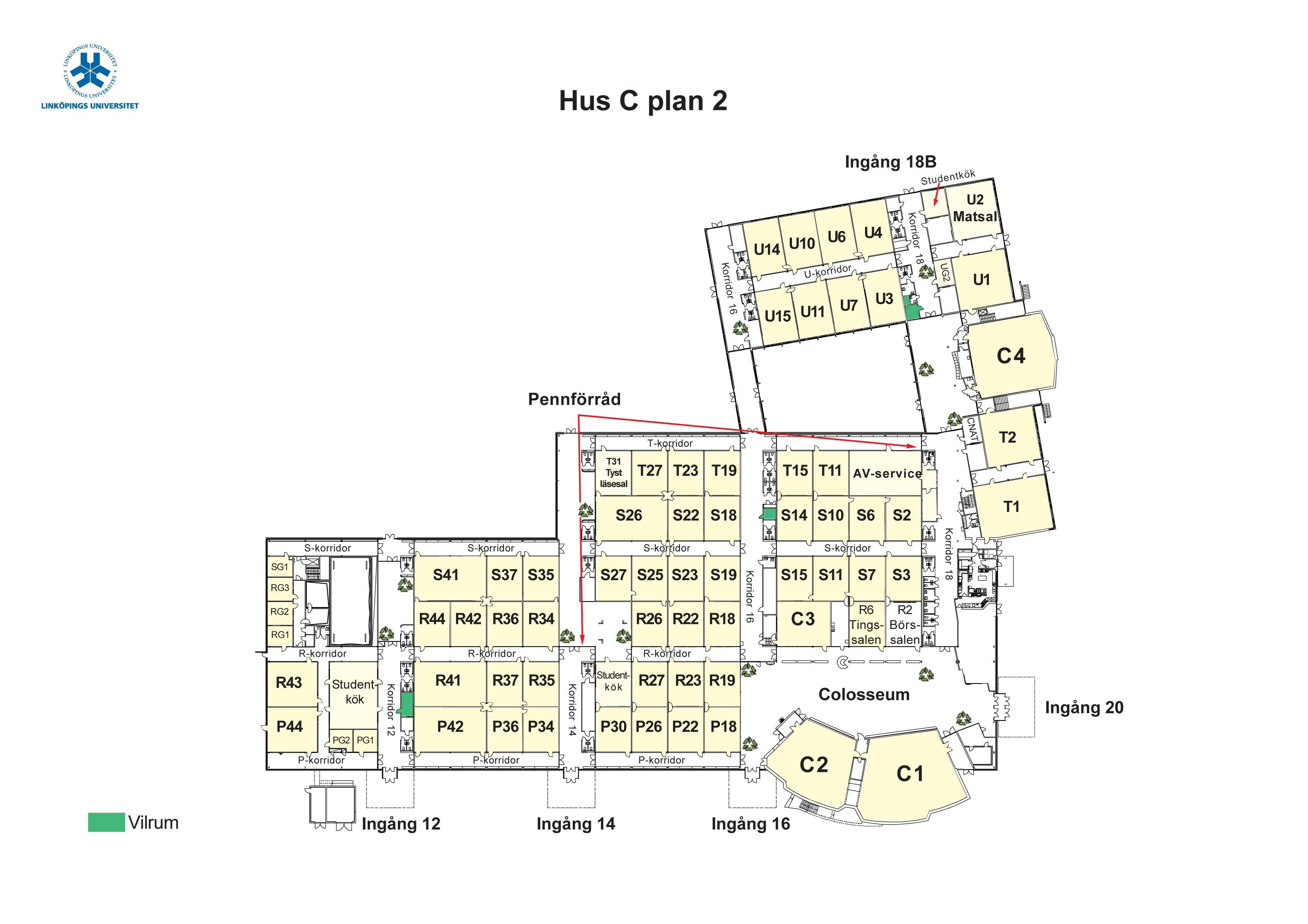 Karta ver C-huset p Campus Valla
