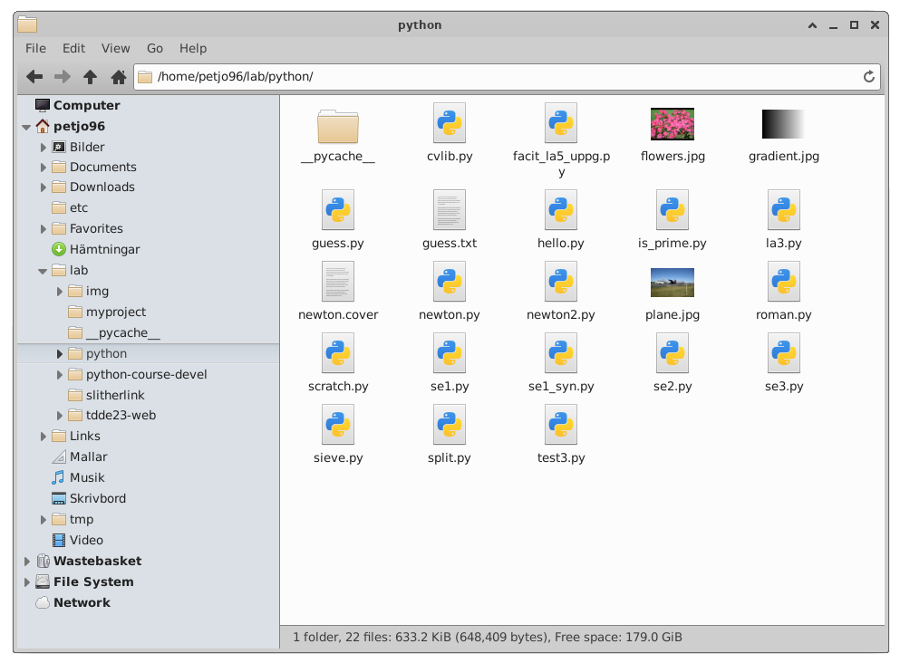 Exempel p filhanterar Thunar i Linux