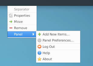 Komma t instllningar fr panel