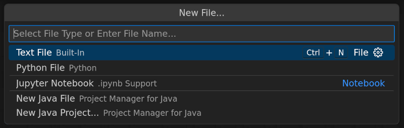 Dialog fr att skapa en ny fil i VS Code