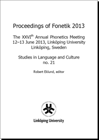 Proceedings Fonetik 2013 Title Page
